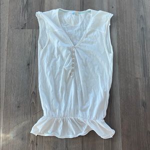 c&c california white sleeveless button tank, small